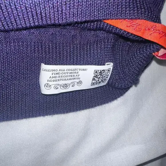 Robert Graham Collectors Textured Wool Crew neck Sweater Mens 2xl Purple Knit - Picture 10 of 12